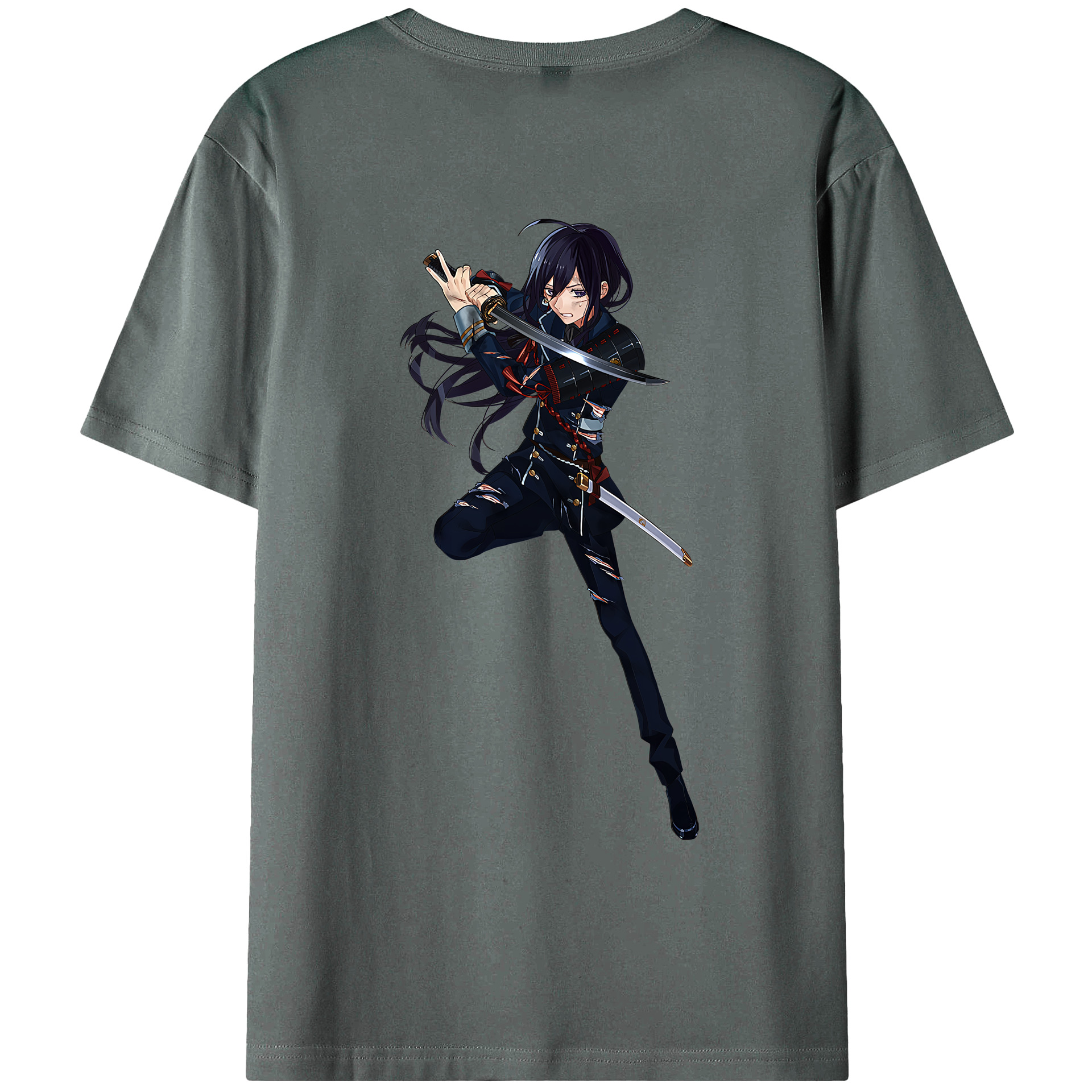 （画像用） 刀剣乱舞 Touken Ranbu 綿100％ メンズ半袖Tシャツ（バックプリント） 通気性